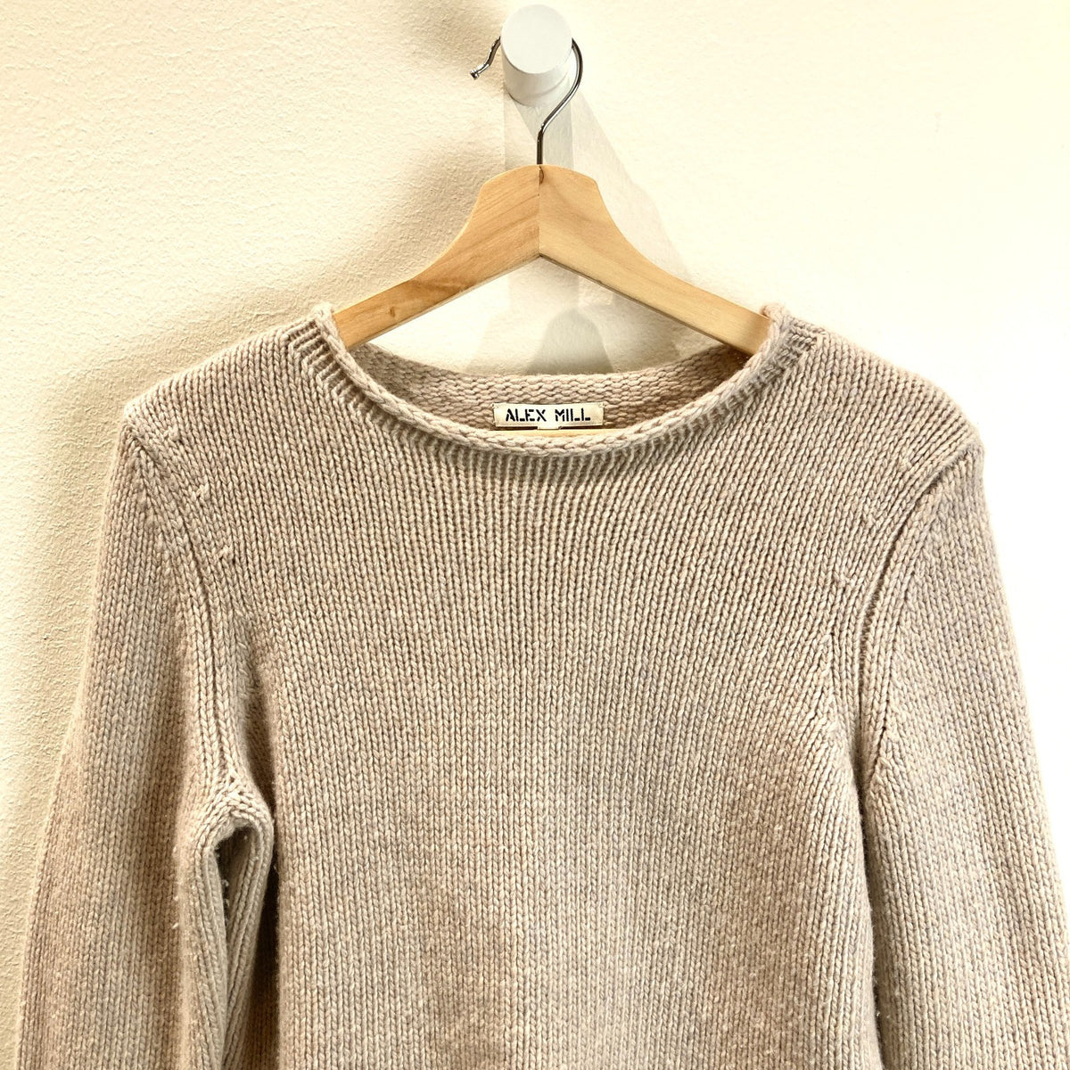 Alex Mill Tan Rolled Crew Neck Extrafine Merino Wool Sweater - Size S - 0606RO
