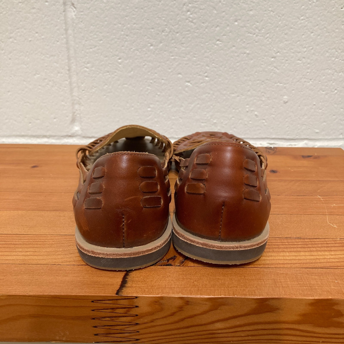 Nisolo Brown Woven Leather Huarache Sandals Shoes - Size 9.5 - 0815CJ