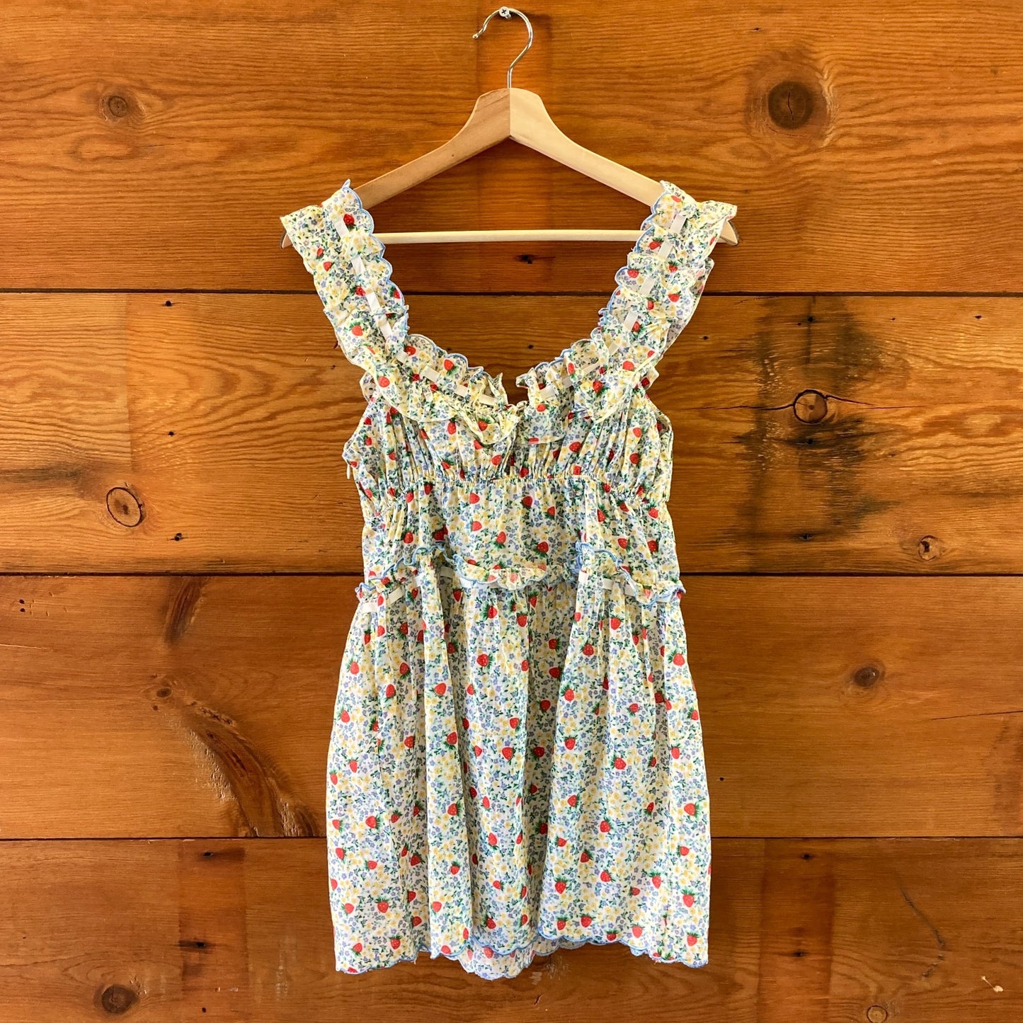 For Love & Lemons Floral Strawberry Print NEW Kiss Dress - Size S - 0313SH