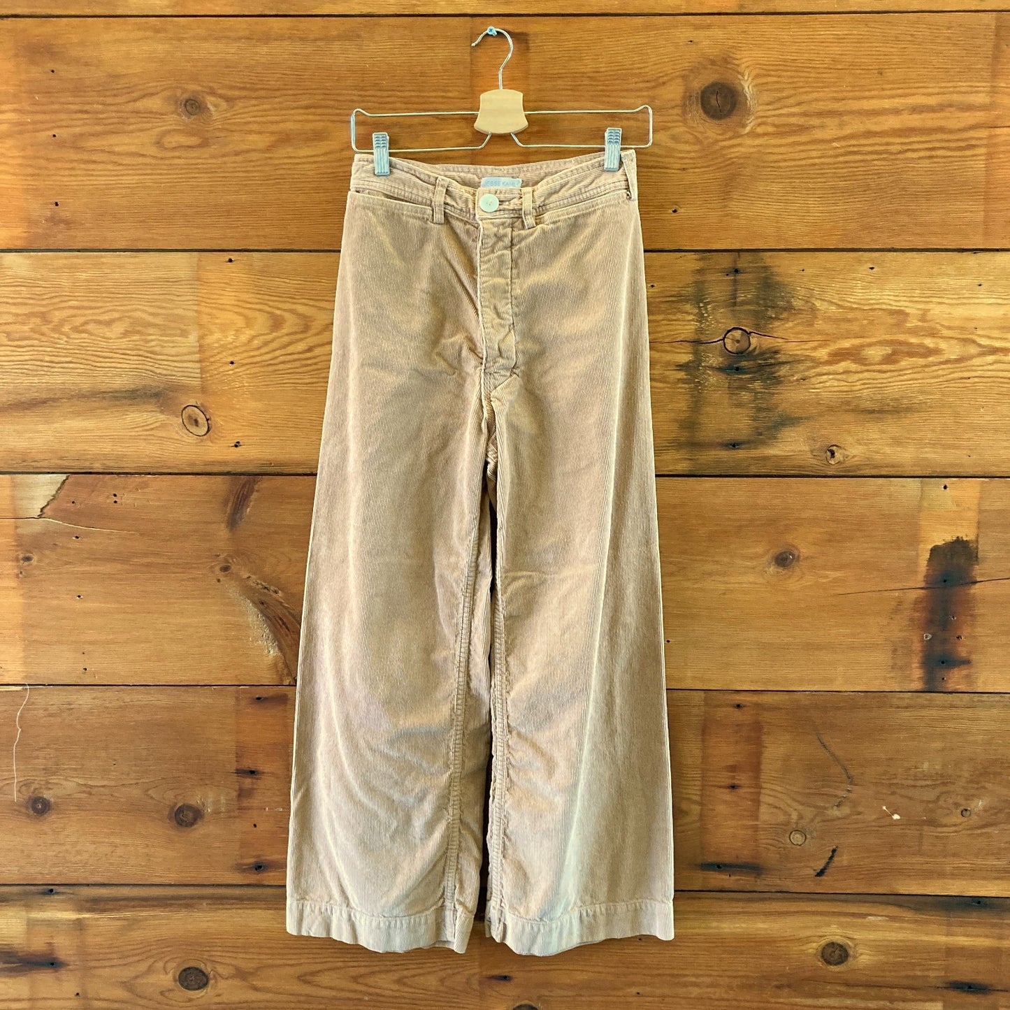 Jesse Kamm $395 Tan Corduroy Wide Leg High Rise Sailor Pants - Size 6 - 0619BL