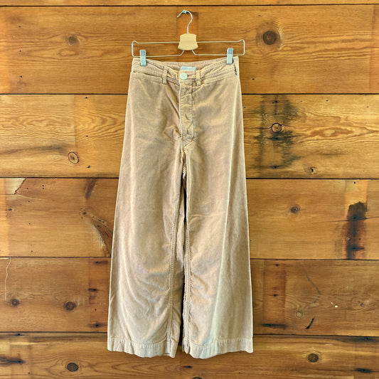 Jesse Kamm $395 Tan Corduroy Wide Leg High Rise Sailor Pants - Size 6 - 0619BL