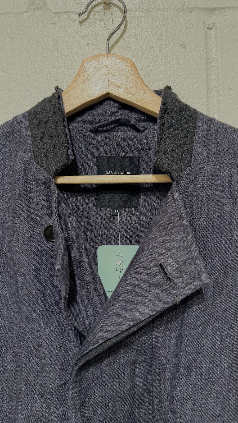 Pas De Calais Gray Linen Button Front Jacket - Size 36 / M - 0514SU