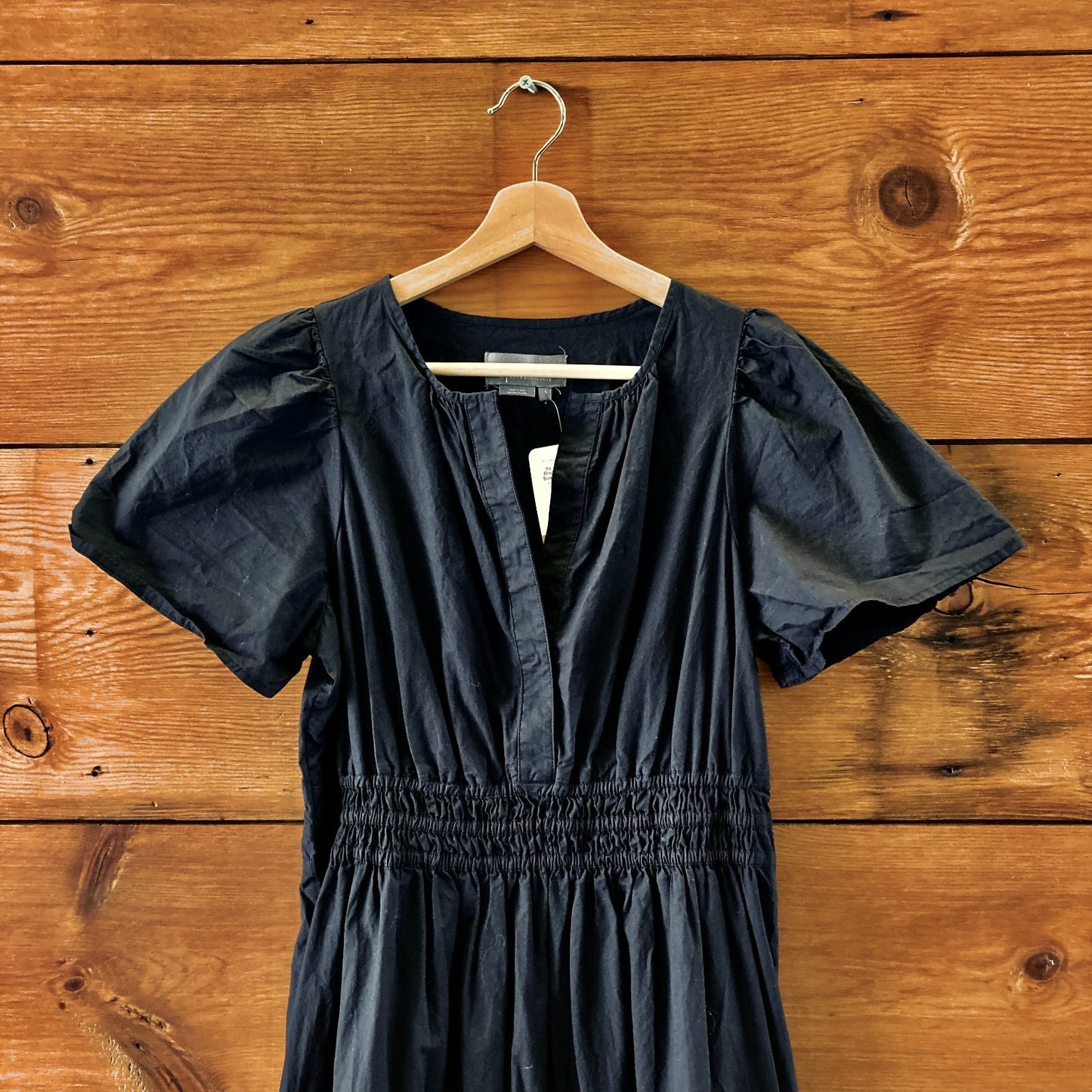 by Anthropologie Black Poplin Cotton Somerset Midi Dress - Size L - 4427SC