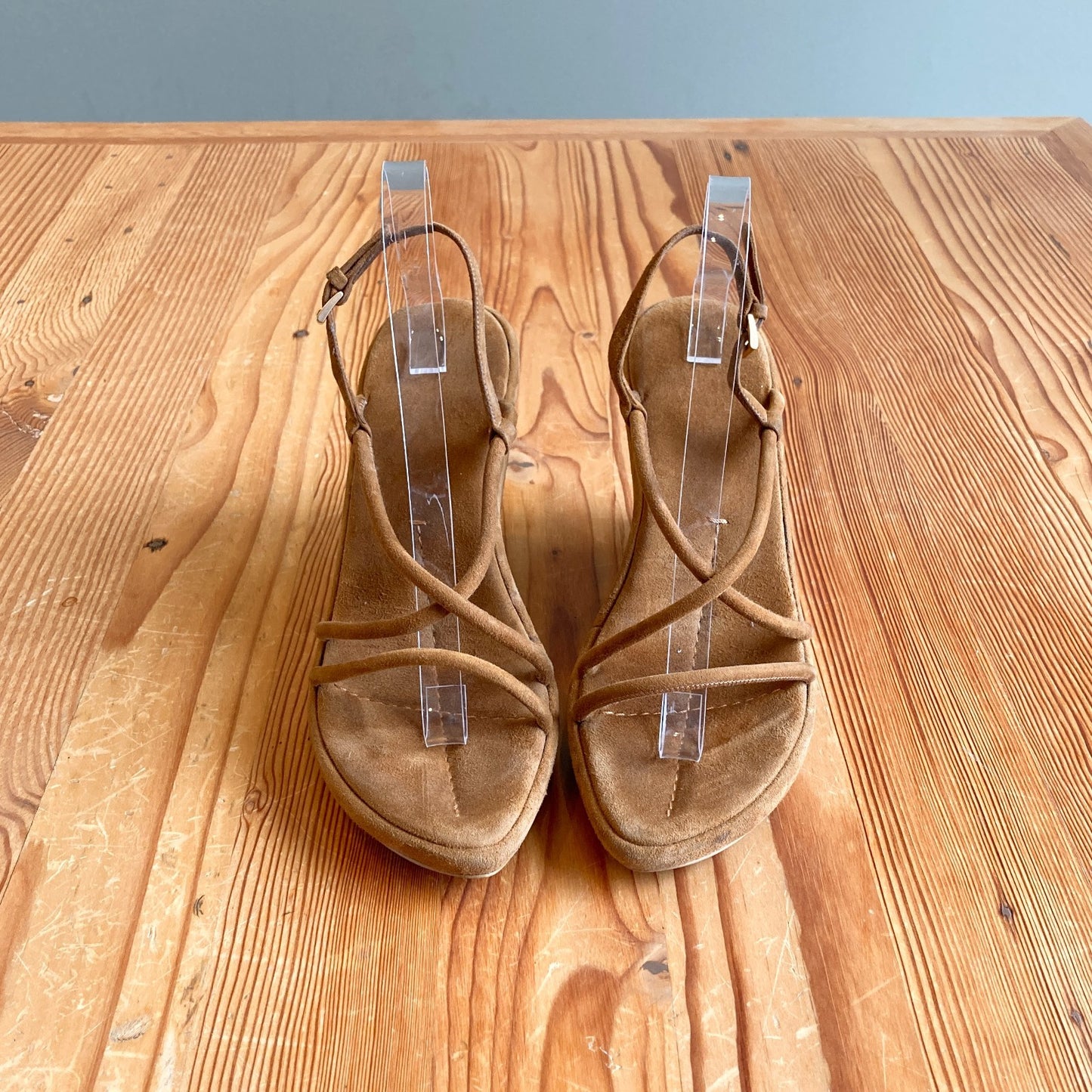 39 / 9 - Prada Tan Suede Leather Vintage Y2K Chunky Sandals Shoes 1021KD