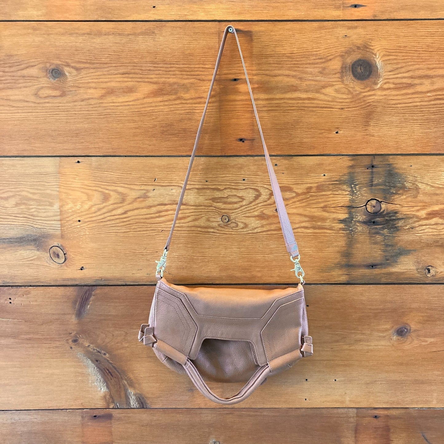 Foley & Corrina Brown Soft Leather Fold Over Mid City Purse Bag - 1122KP