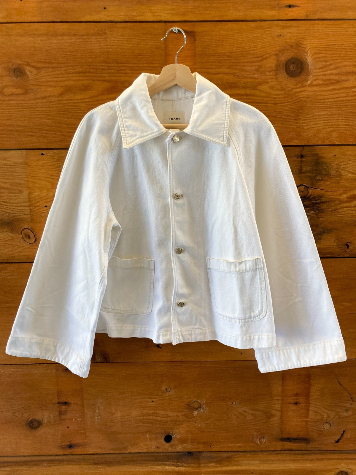 Frame $448 Au Natural Clean White Button Up Swing Jacket - Size S - NEW - 4427SC