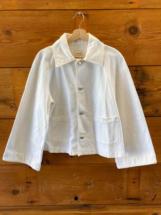 Frame $448 Au Natural Clean White Button Up Swing Jacket - Size S - NEW - 4427SC