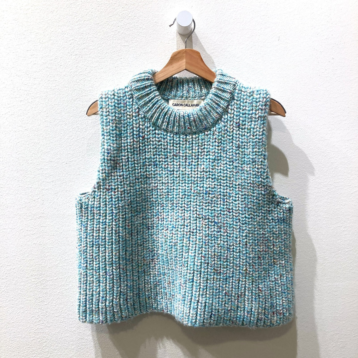 Caron Callahan $345 Turquoise Ribbed Knit Dylan Sweater Vest - Size XS - 1125KG