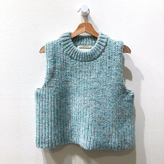 Caron Callahan $345 Turquoise Ribbed Knit Dylan Sweater Vest - Size XS - 1125KG