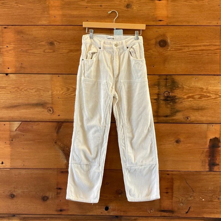 Rudy Jude Cream Corduroy Straight Leg Womens Utility Pants - Size 2 - 0312IG