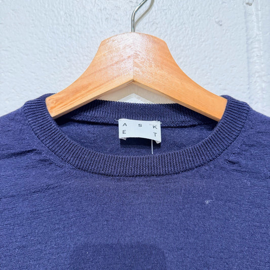 Asket Navy Merino Wool Crew Neck Pullover Sweater - Size M - 0913ST