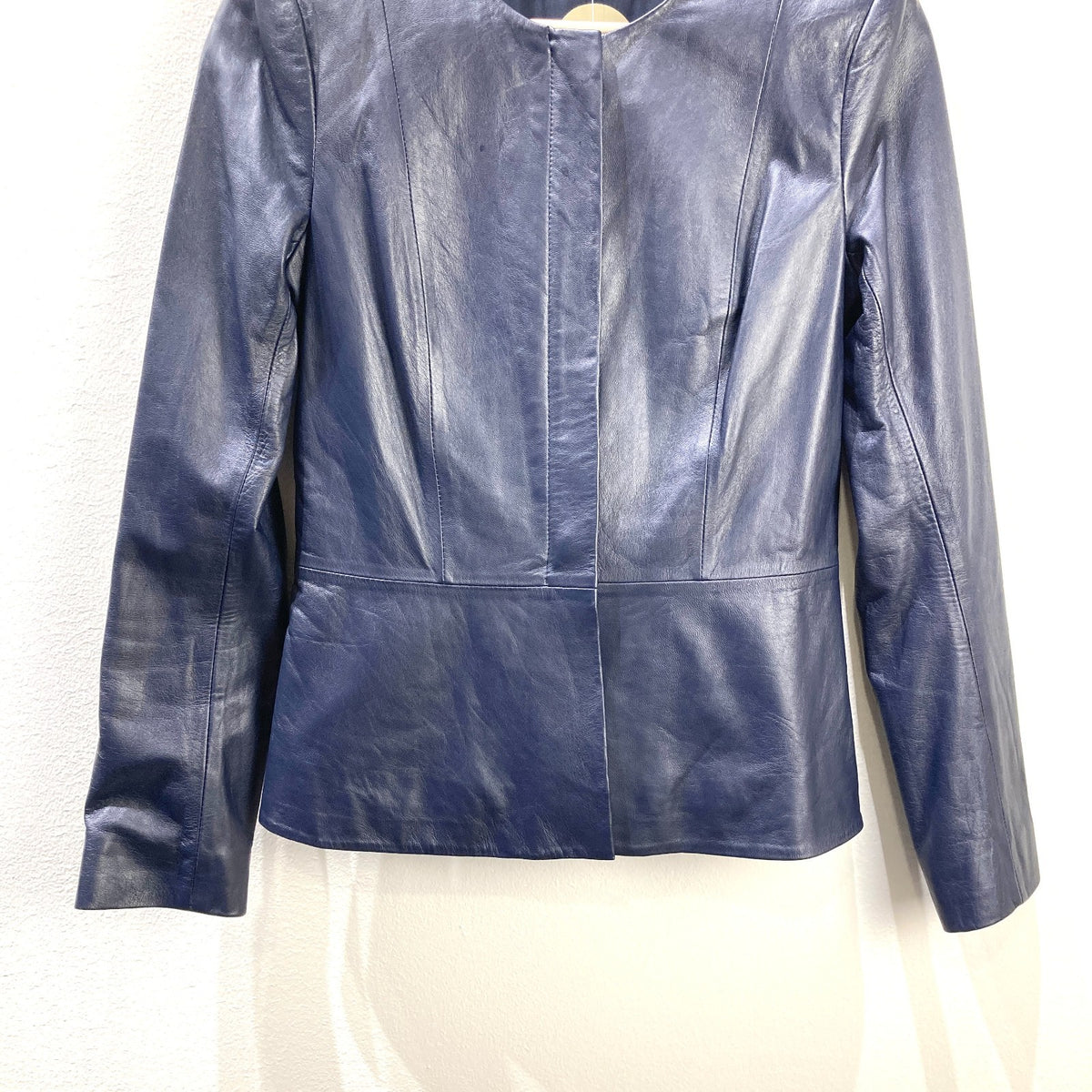 Theory $815 Navy Blue Lamb Leather Zip Up Alimo Jacket - Size 4 - 1015NE