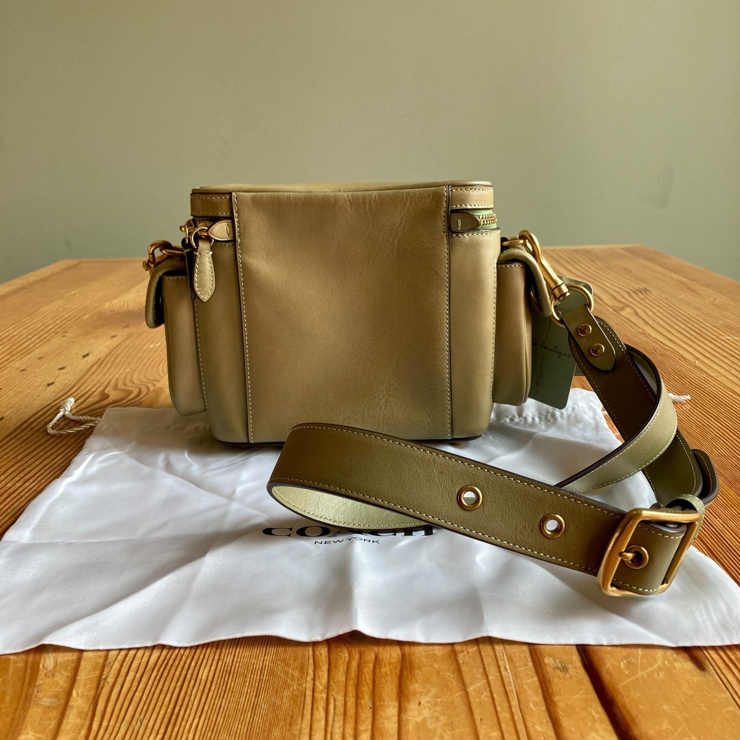 Coach Light Green Leather Utility Crossbody 18 Turnlock Pocket Bag - 0731LR