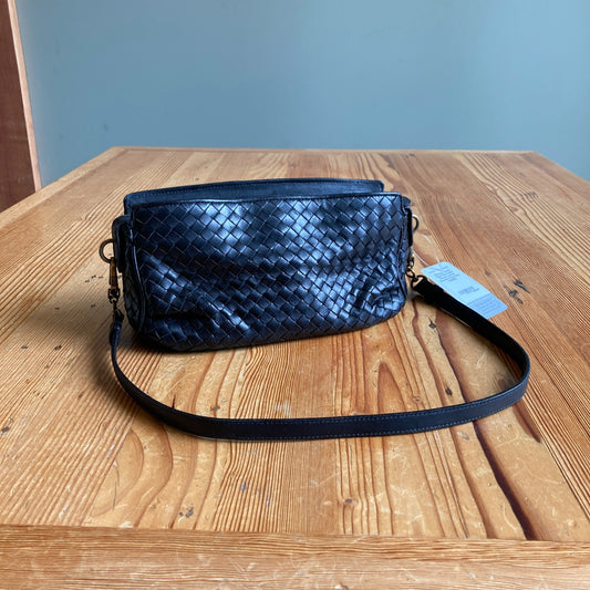 Bottega Veneta Black Intrecciato Woven Leather Shoulder Purse Bag - 0209SB