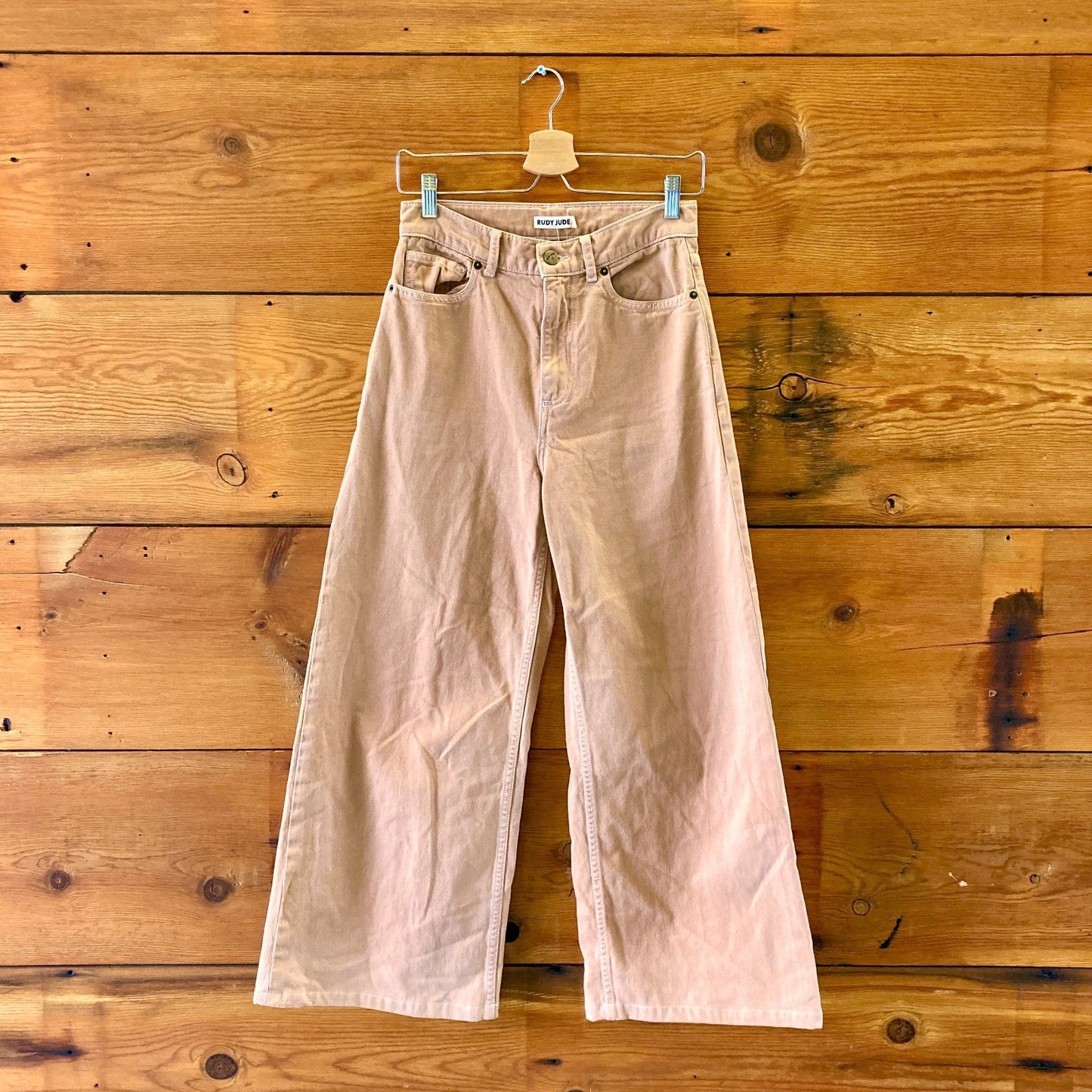 Rudy Jude Bark Beige Brown Sarah Womens Wide Leg Jeans - Size 2 - 0312IG