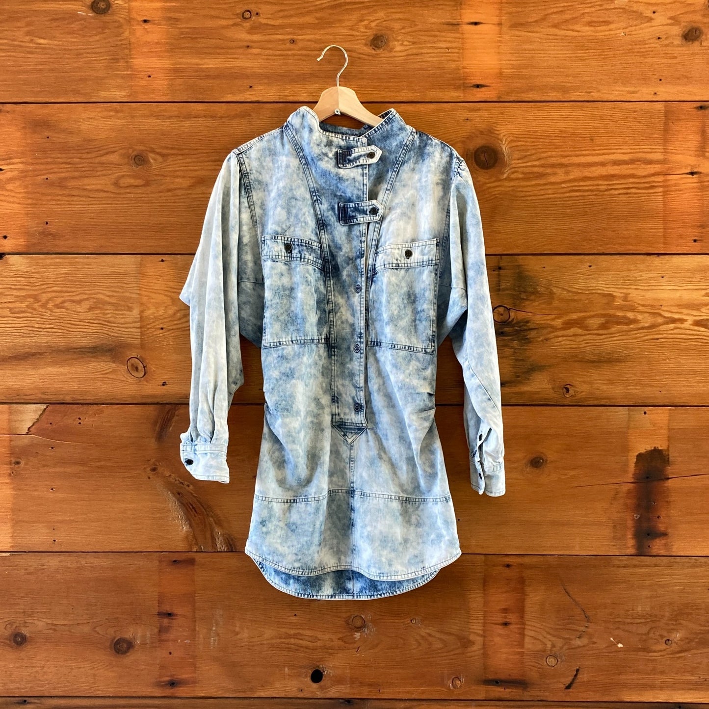 36 / S - Isabel Marant Denim Acid Washed Button Up Shirt Jean Dress 0927EK