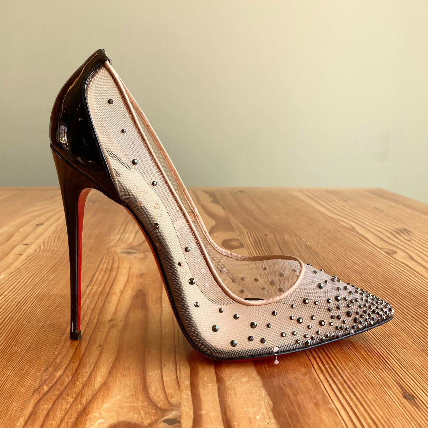 Christian Louboutin Mesh Follies Strass Pumps Heels *damage - 40.5 / 10 - 0806FA