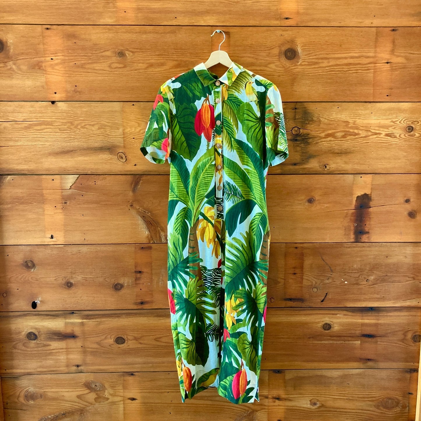 Farm Rio Banana Leaves Tropical Patterned Jumpsuit - Size S - NEW - 1203TR