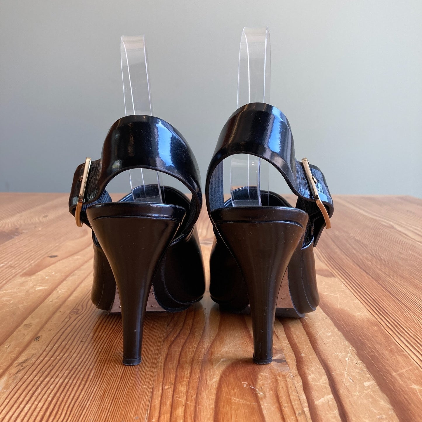 Alexander Wang Black High Gloss Leather Slingback Mules Heels - 36 / 6 - 0209SB