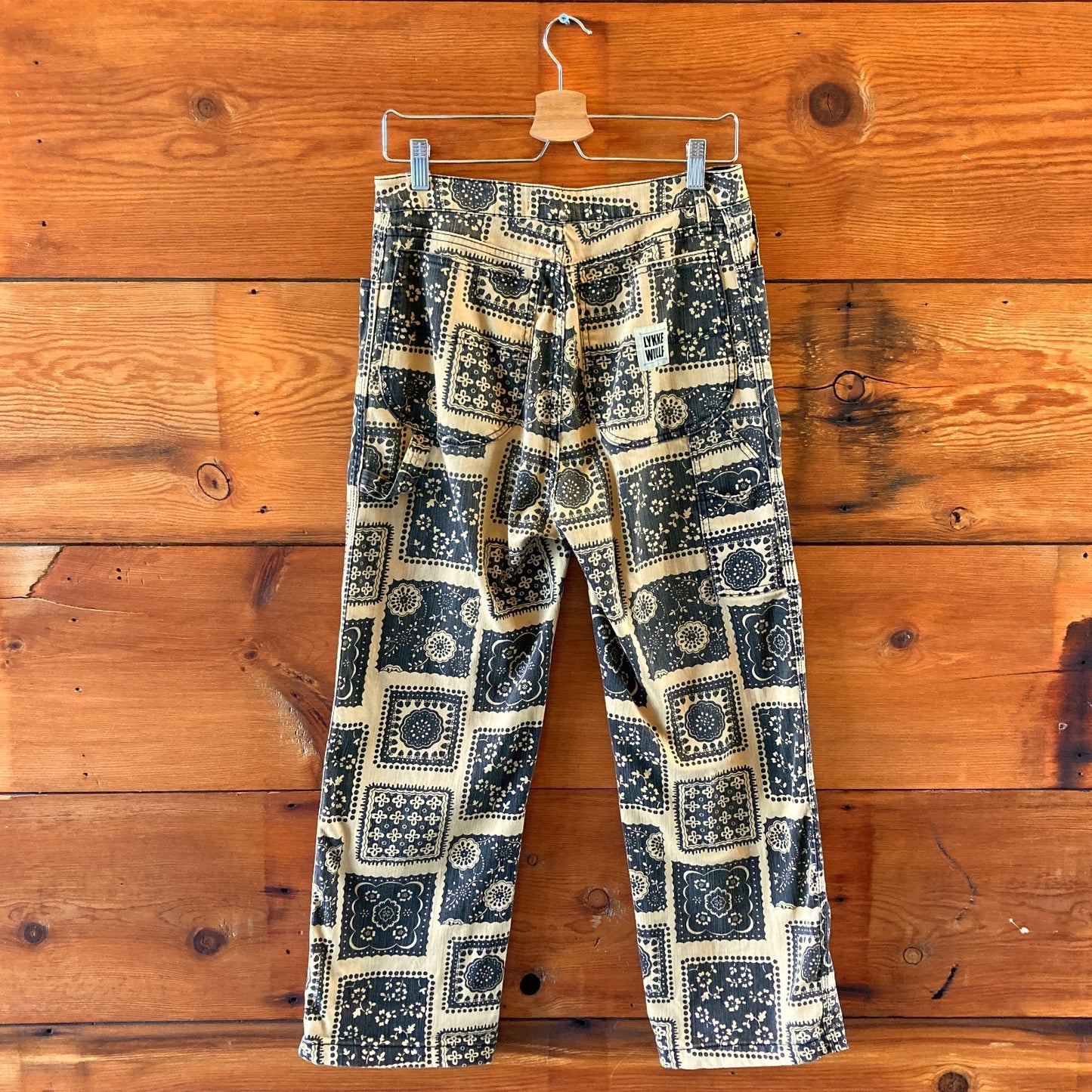 Lykke Wullf Yellow Black Bandana Print Deadstock Fabric Pants - Size 8 - 0302IG