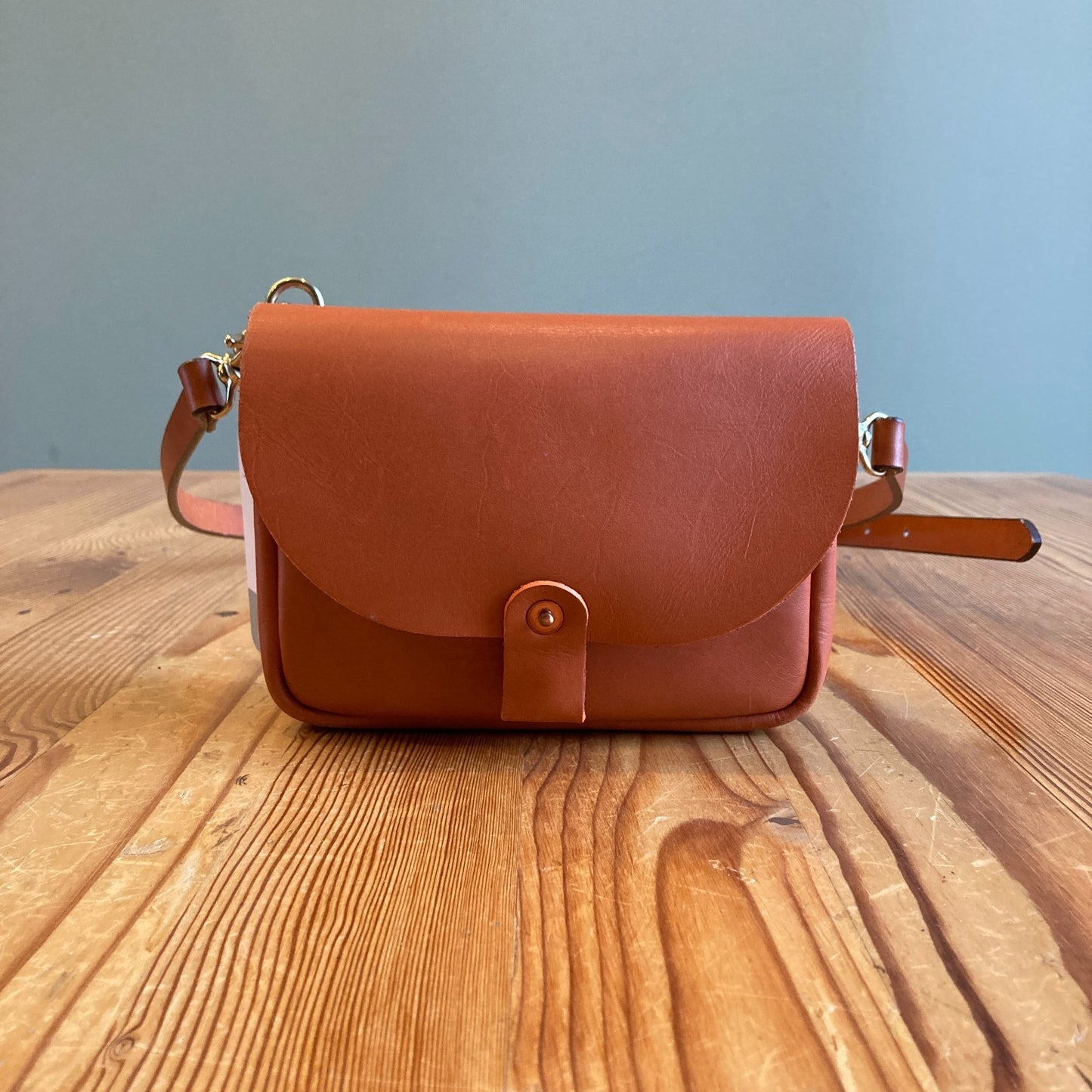 Orox Leather Co. Orange Brown Leather Small Crossbody Purse Bag 0707SC