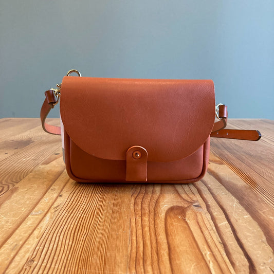 Orox Leather Co. Orange Brown Leather Small Crossbody Purse Bag 0707SC