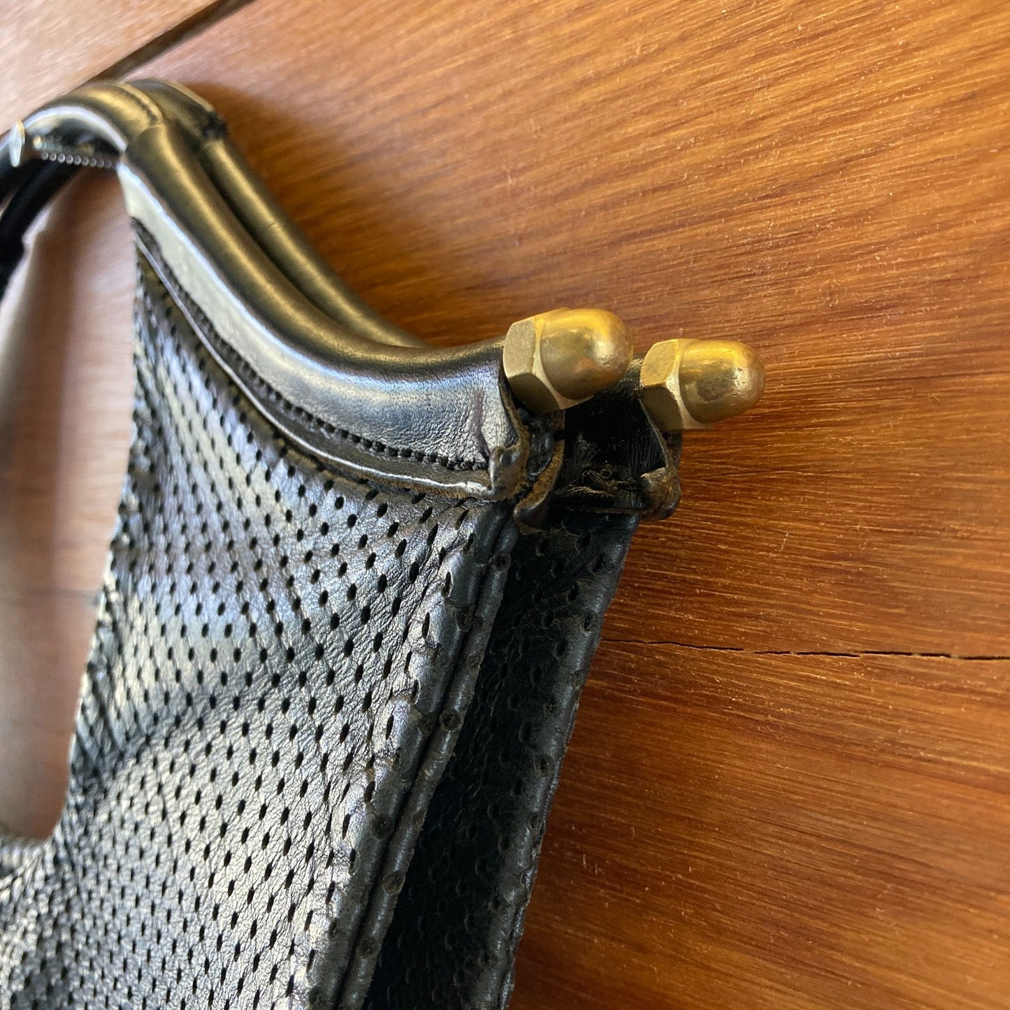 JAS M.B. London Black Perforated Leather Foldover Shoulder Purse - 0904NF