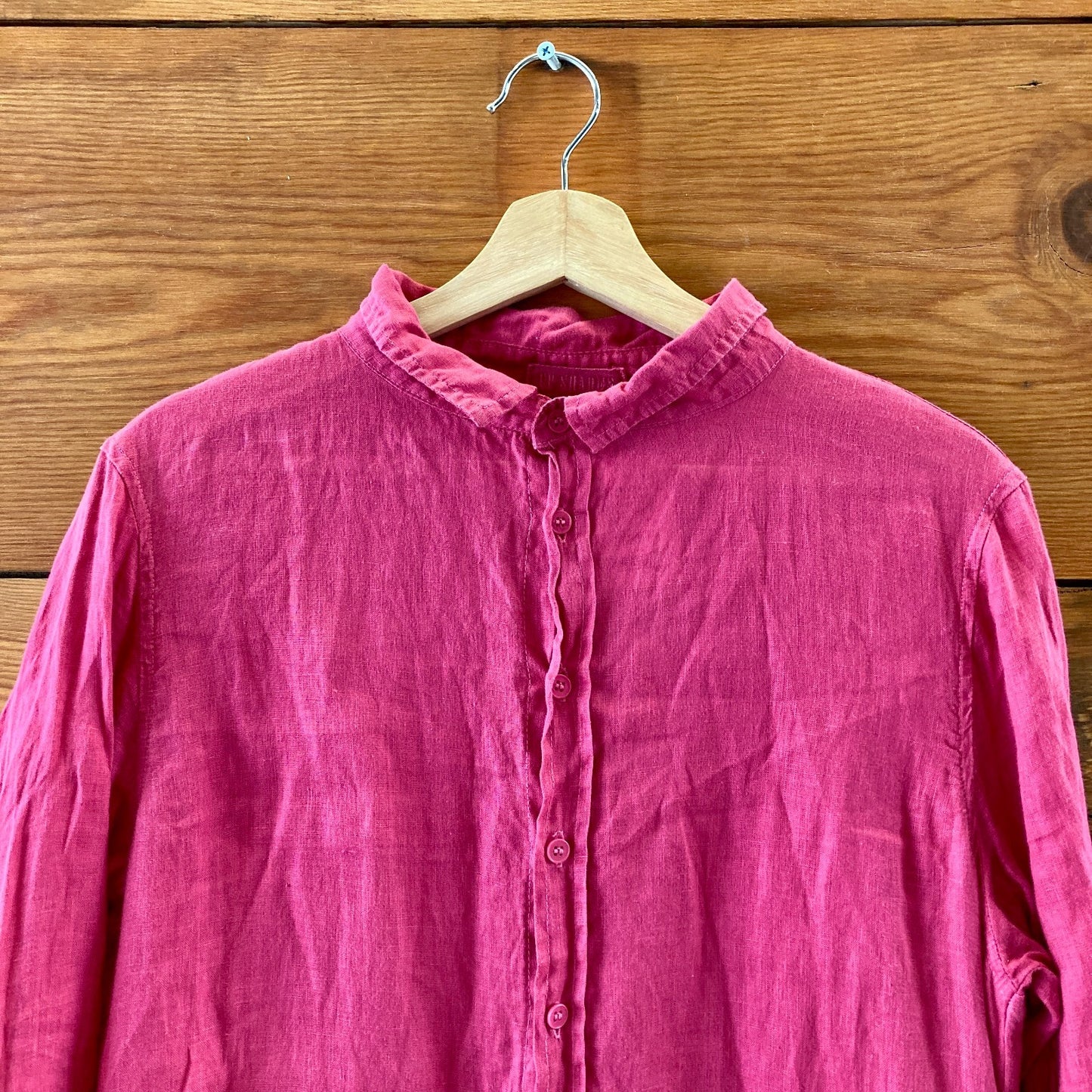 CP Shades Pink 100% Linen Long Sleeve Button Front Shirt Dress - Size M - 0721DK