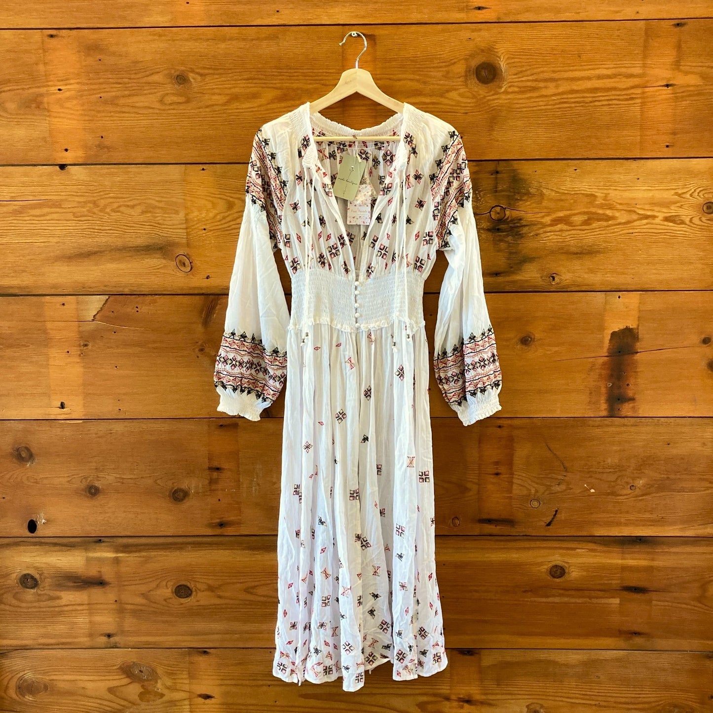 Free People $198 White Embroidered Maxi Duster Dress - Sz S - NEW - 0102AV