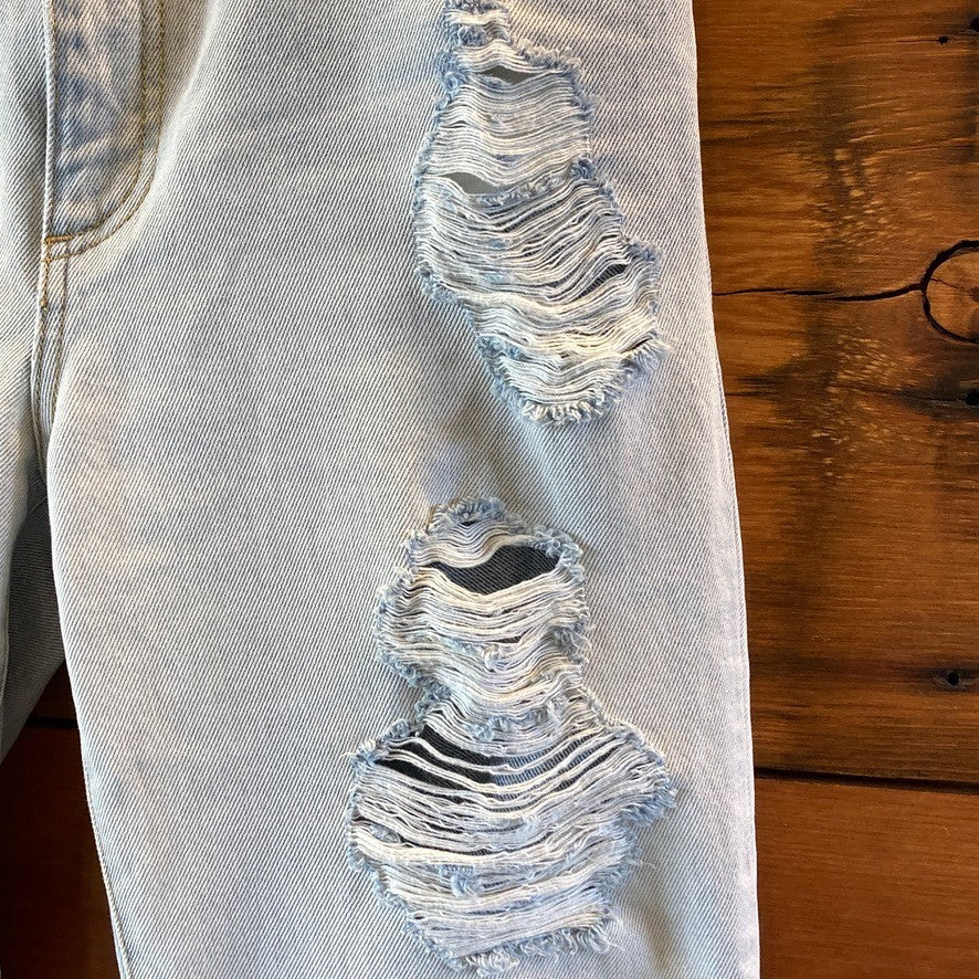 Monse $800+ Distressed Denim Patchwork Straight Leg Jeans - Size 6 - 1011SC