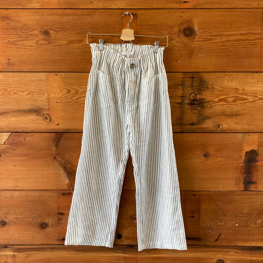 Emerson Fry White & Gray Striped Heart Pocket Babas Pants - Sz S - 0517DS