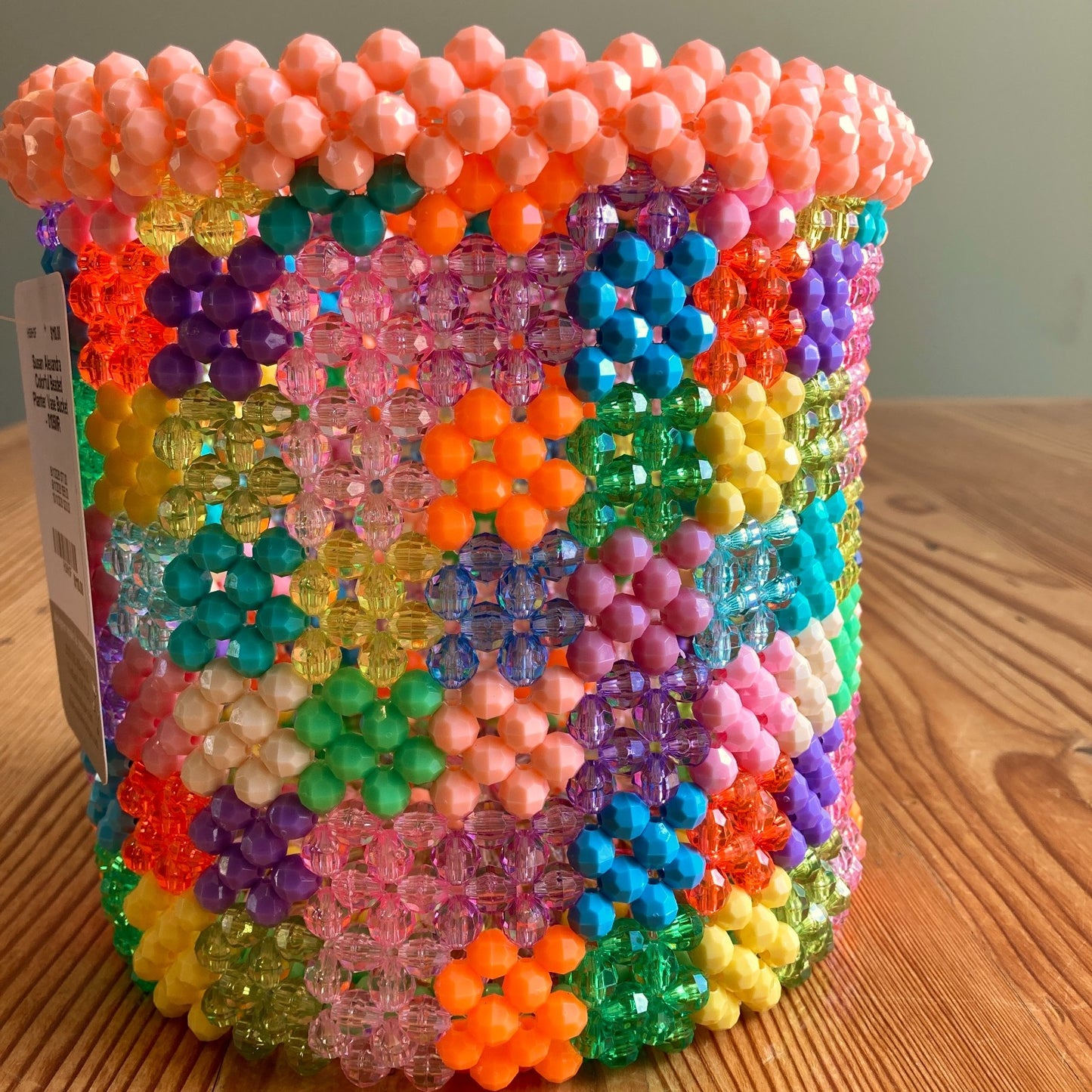 Susan Alexandra Colorful Beaded Planter Vase Bucket - 0105MR