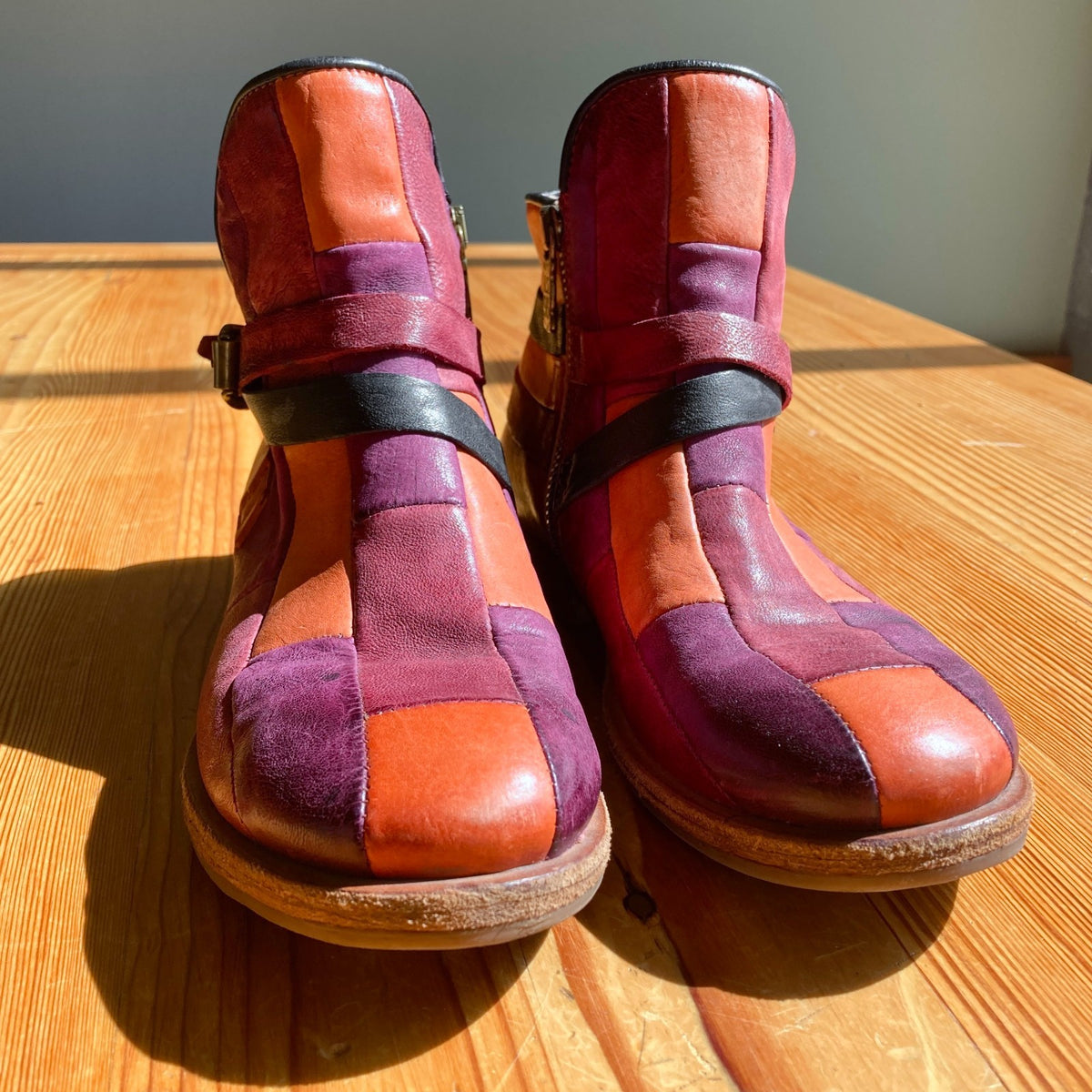 A.S.98 Colorful Patchwork Italian Leather Ankle Boots - Size 37 - 0320JS