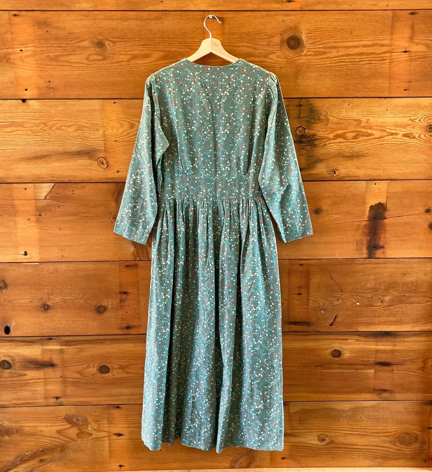 Mirth Green Floral Patterned Button Up Cotton Maxi Dress - Size M - 1211VM