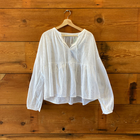 Samsoe Samsoe $170 White Cut Out Long Sleeve Top - Size M / L - NEW - 0401AJ