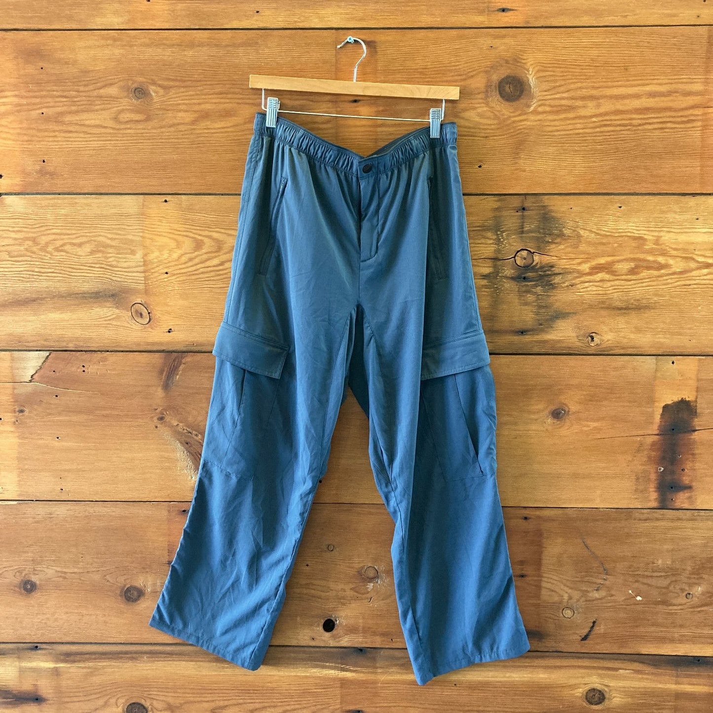 Paskho Gray Nylon Zipper Pockets Cargo Travel Pants - Mens Size S - 0721DK