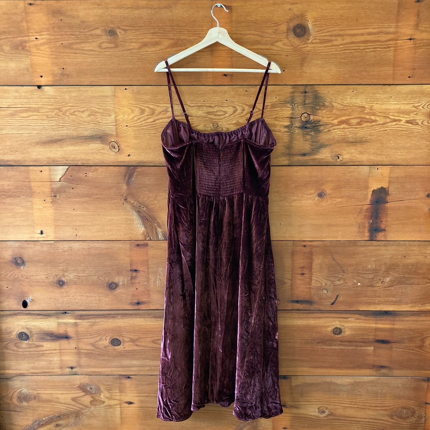 12 - Reformation Prune NEW Underwire Smocked Inessa Velvet Dress 0306CH