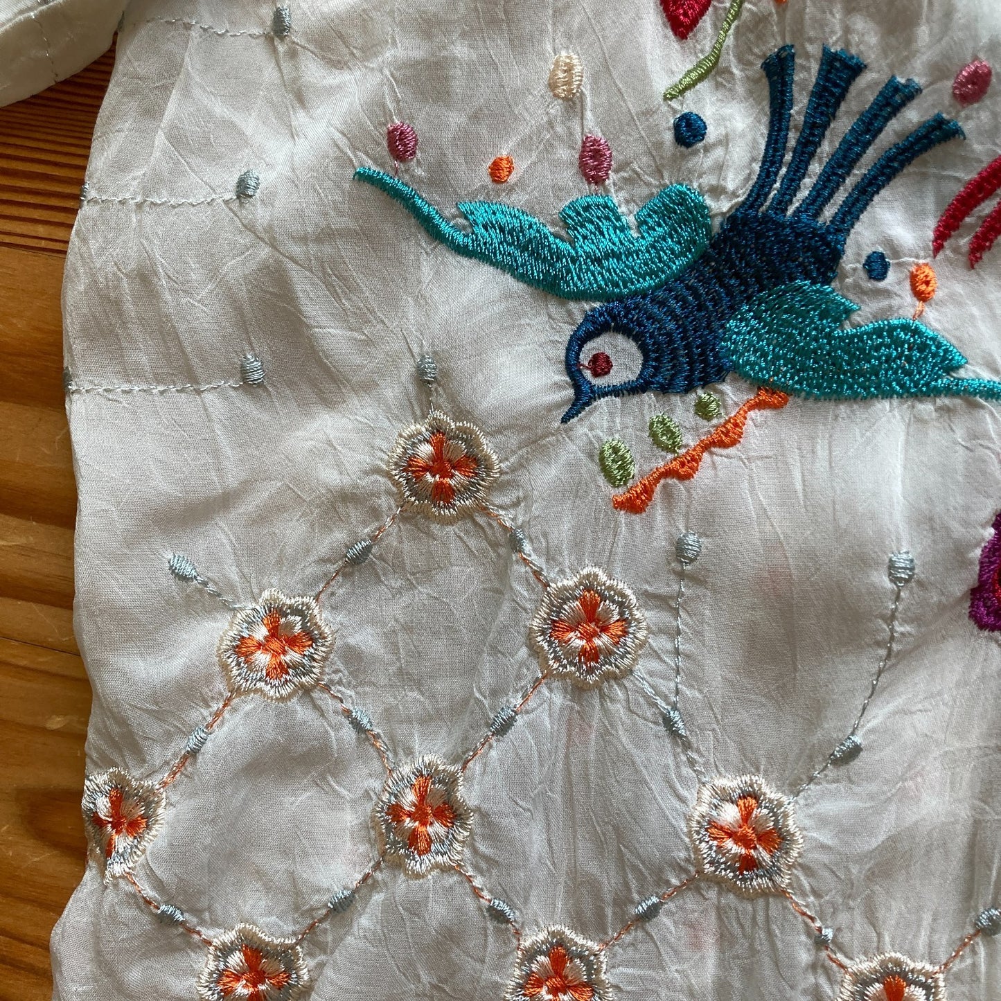 Johnny Was White Embroidered Floral Brady Button Down Boho Top - Size M - 0514CP