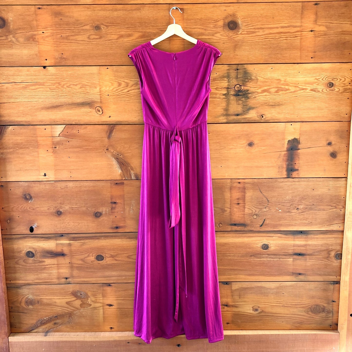 S - Dress the Population $268 Fuchsia V Neck Krista Maxi Dress NEW 0826CB