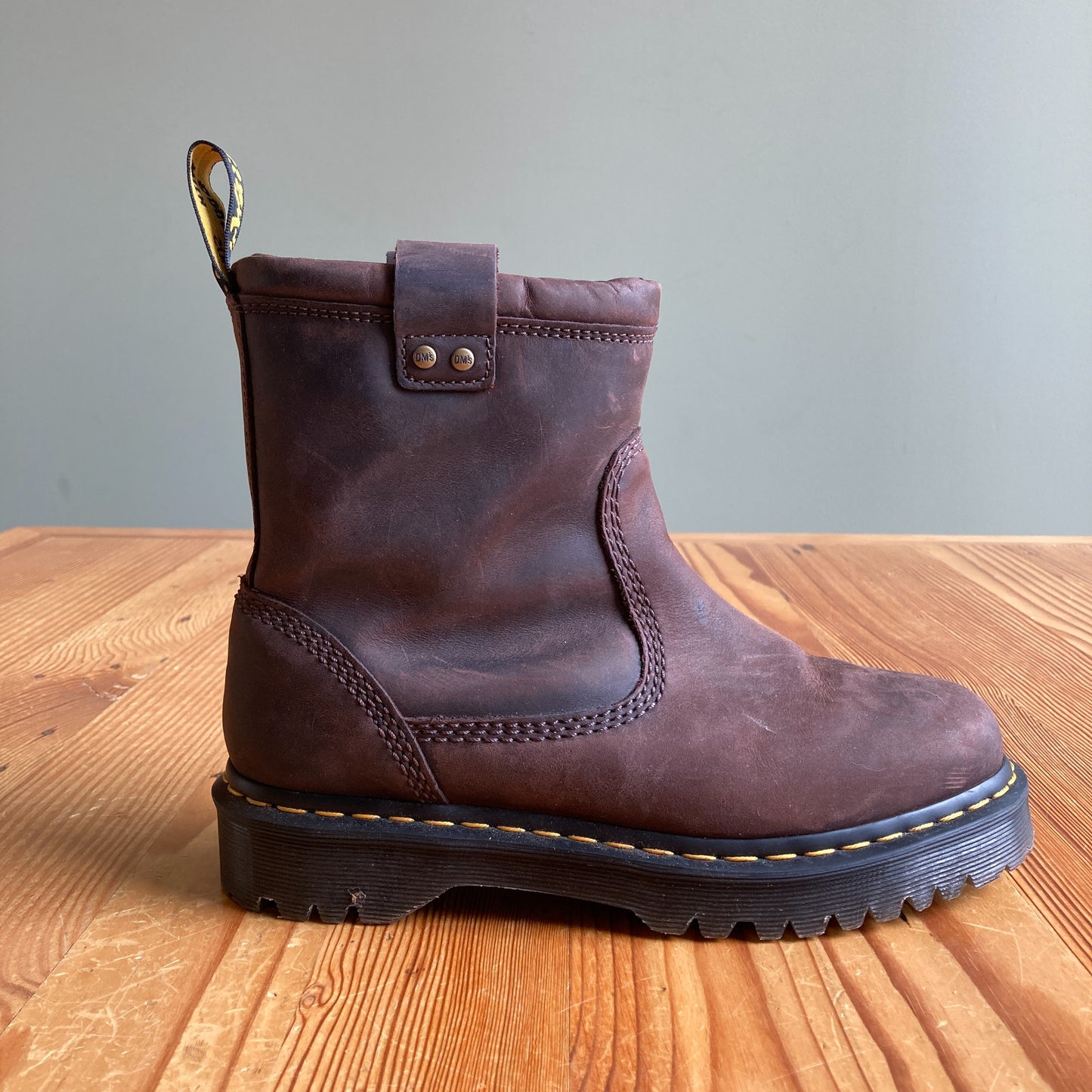 Dr. Martens Dark Brown Leather Anistone Lo Biker Boots w/ Box - Size 8 - 0425SV