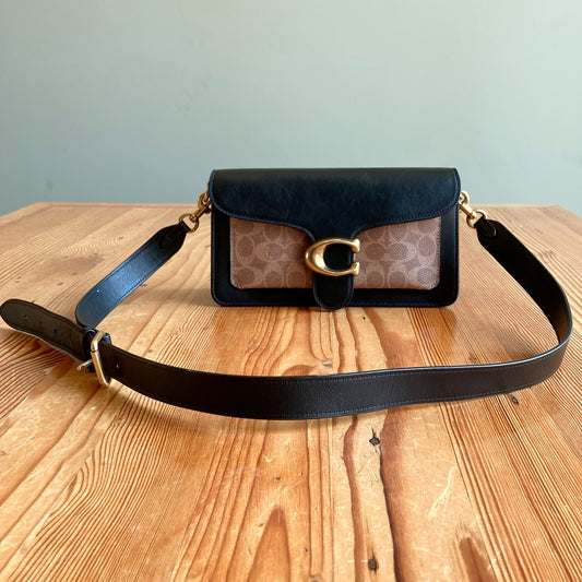 Coach Black Brown Signature Monogram Tabby Shoulder Bag 26 - 0708LG