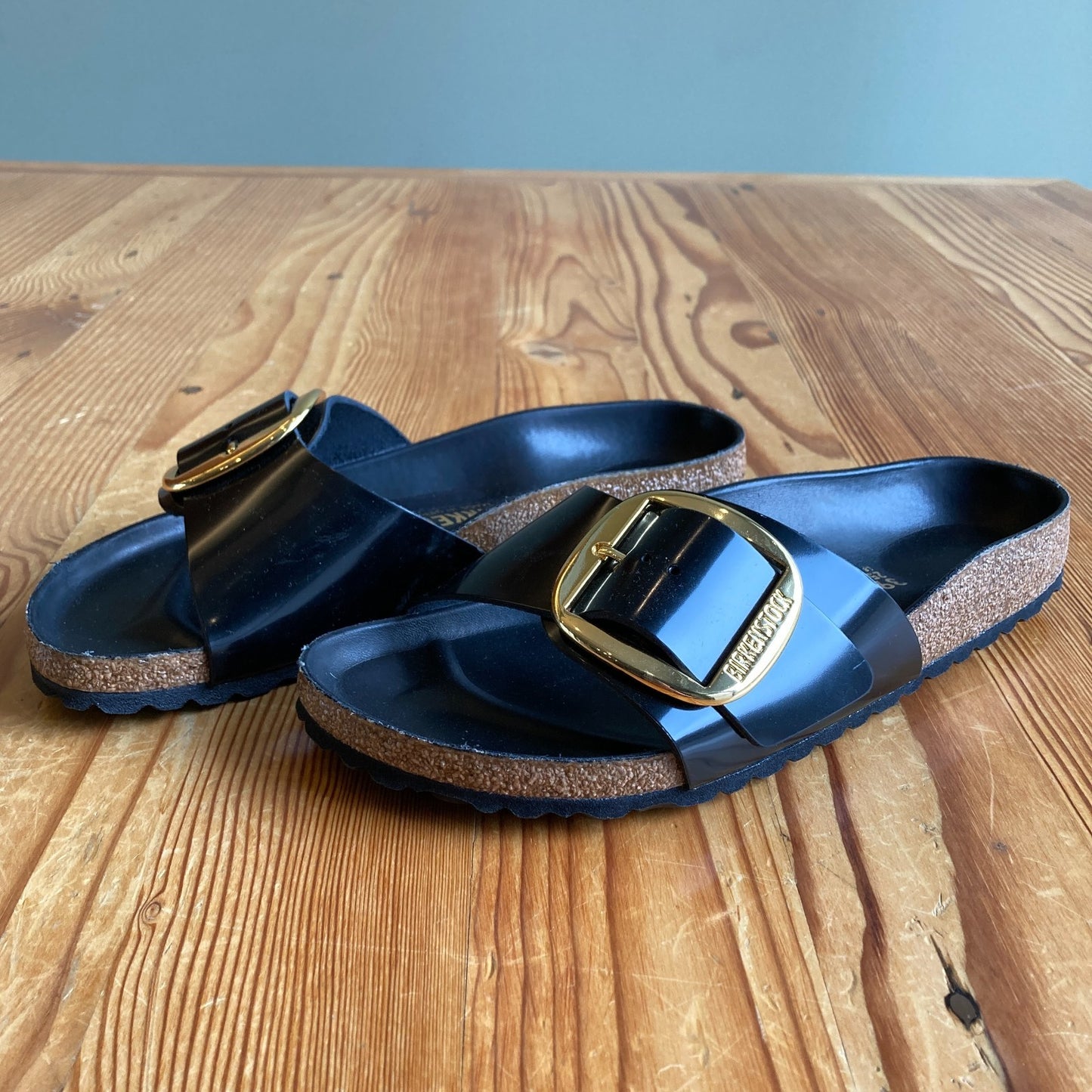 Birkenstock Black Big Buckle Madrid Sandals - 39 / 8.5 Narrow - NEW - 4427SC