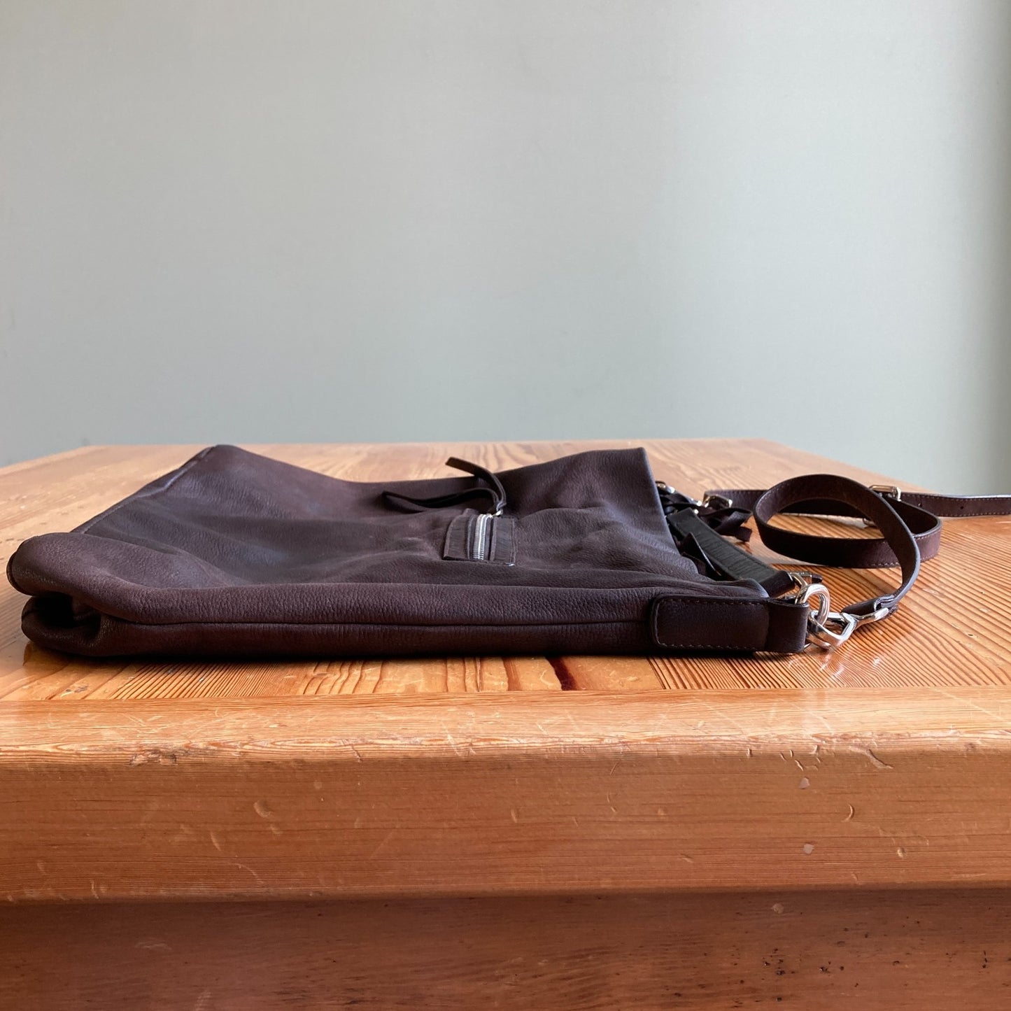 Gianni Chiarini Dark Brown Soft Leather Top Zip Hobo Purse Bag - 0209SB