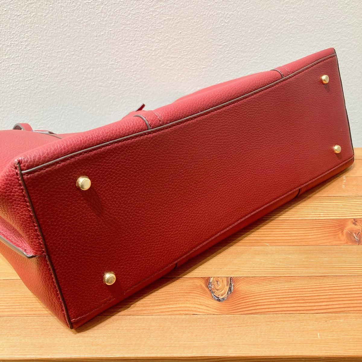 Tory Burch Deep Red Grained Leather Perry Triple Compartment Tote Purse - 0916KJ