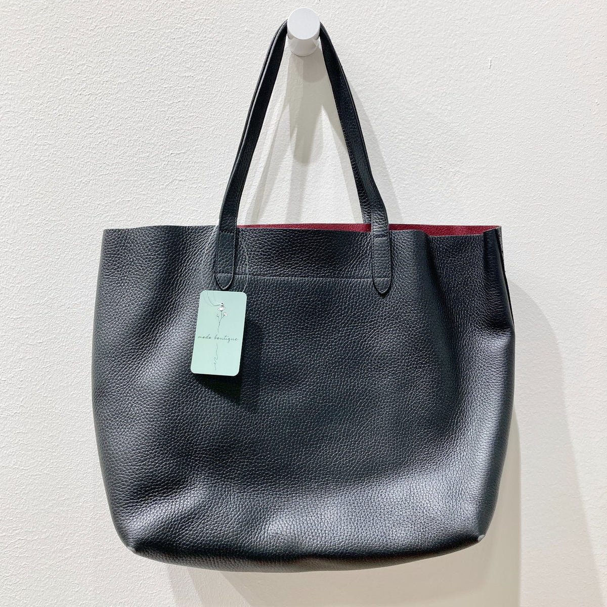 Cuyana $1958 Black Pebbled Leather Large Classic Structured Tote Purse - 0916KJ