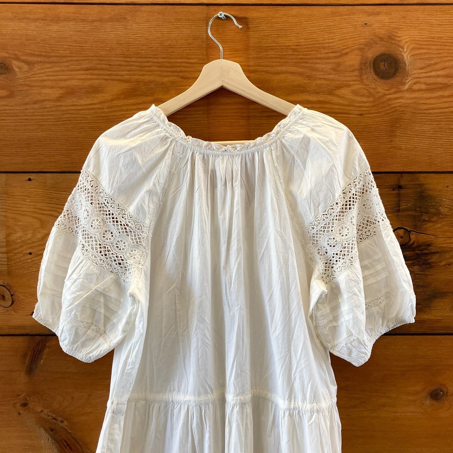 Velvet Graham & Spencer White Tie Waist Midi Cotton Dress - Size L - 0626RR