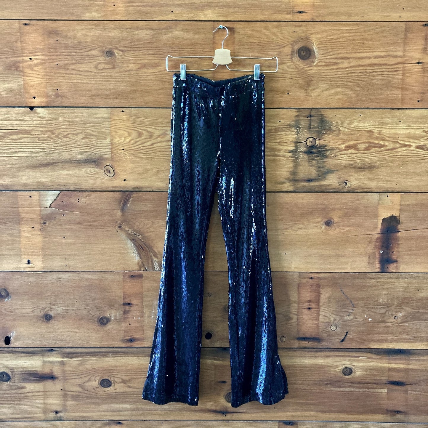 Sanctuary Anthropologie Black Sequin NEW Kicker Flare Pants - Size XS - 0718DK