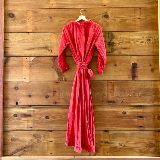 Rhode Resort $199 Red Ruffle Jagger Cotton Wrap Dress - Size S - 0316CK