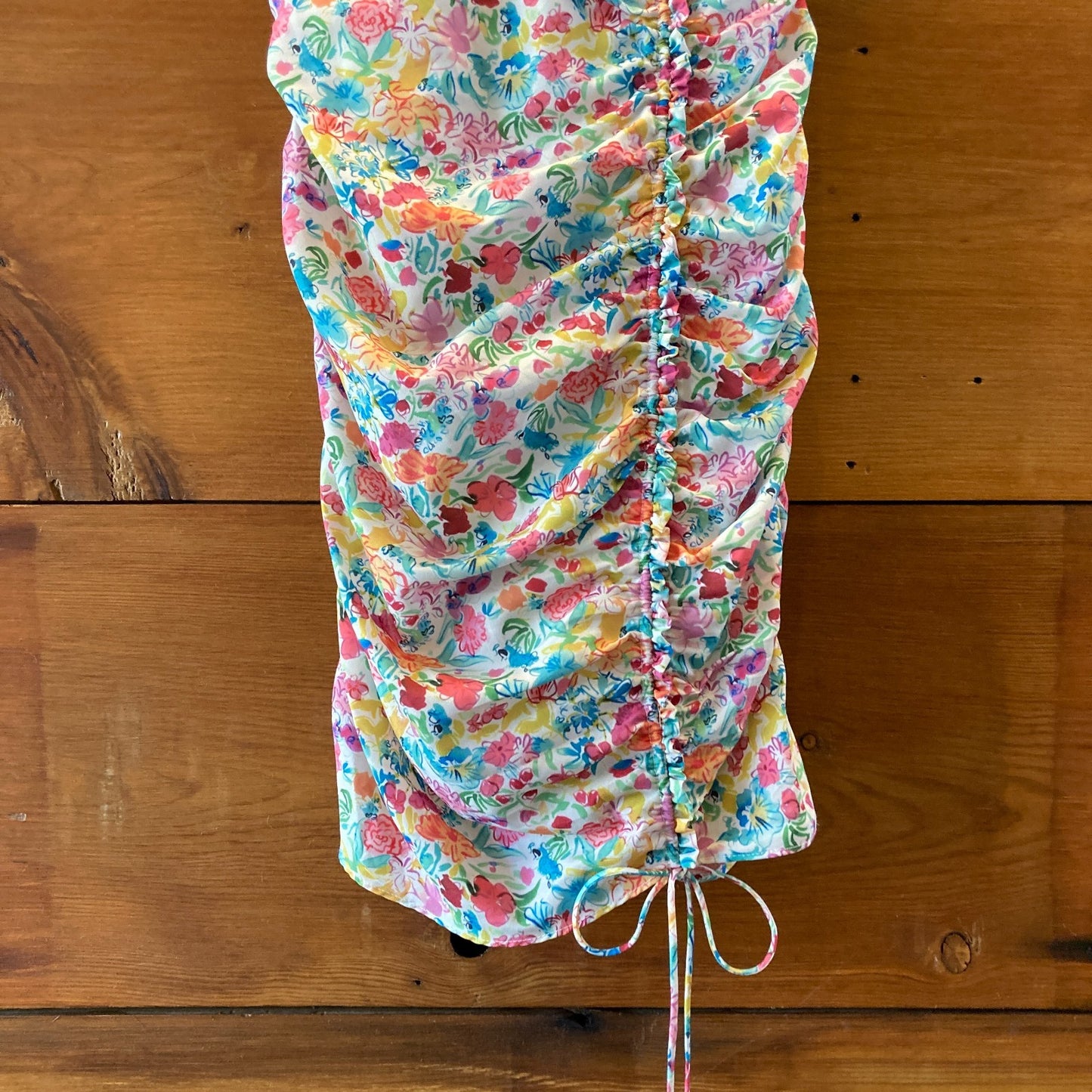 For Love & Lemons Floral Ruched Open Back Leah Dress - Size XXS - NEW - 0515CJ