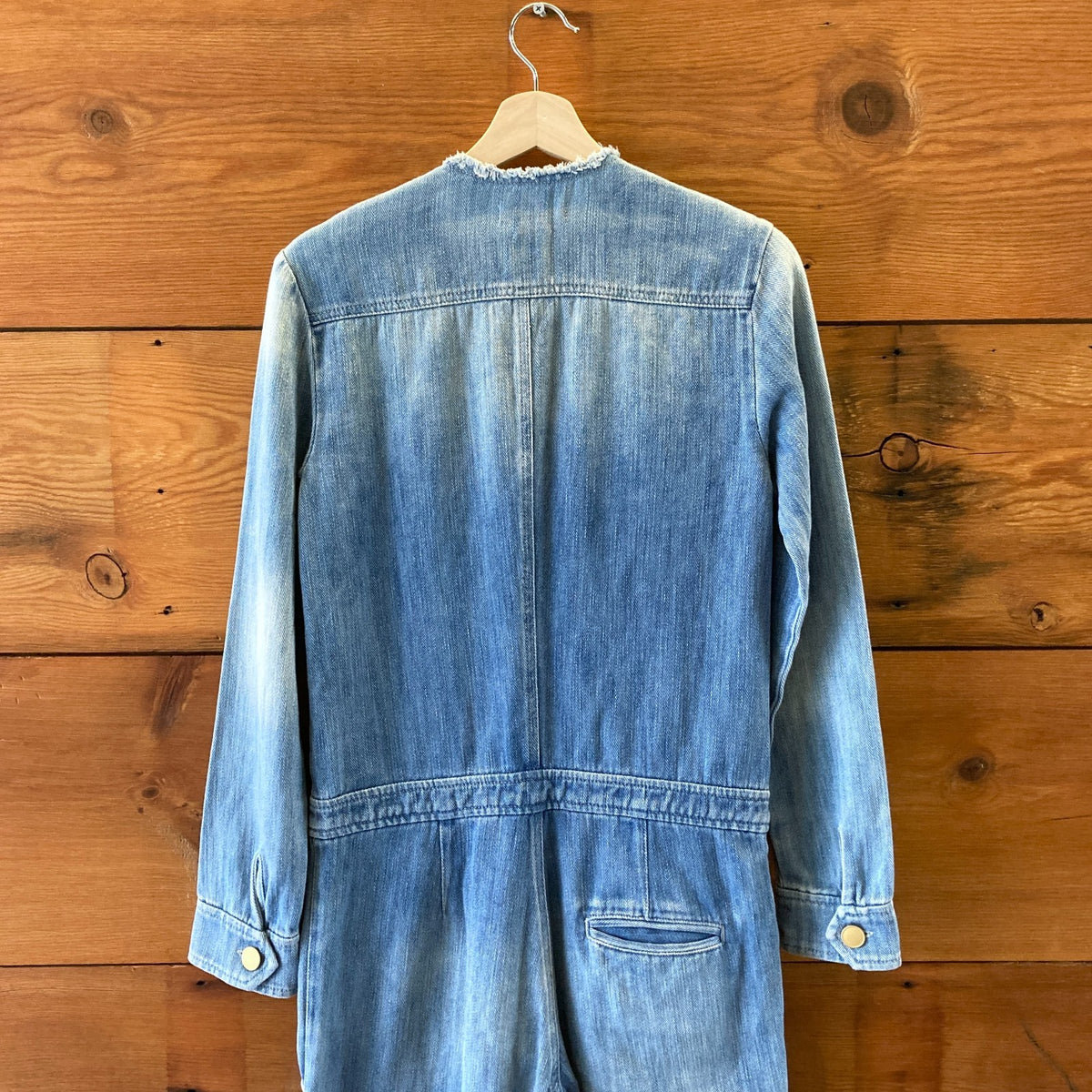 Isabel Marant Denim Frayed Trim Ojima Button Up Jumpsuit - Size 36 / S - 0927EK